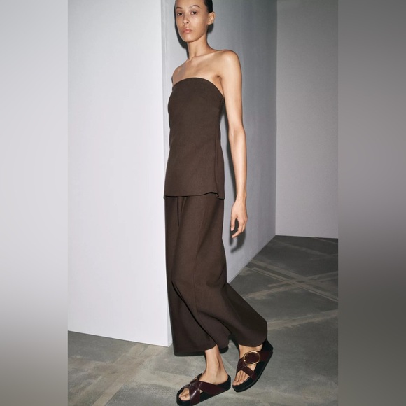 Zara Dresses & Skirts - Strapless linen dress